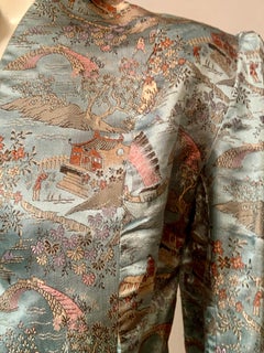 Japanese Pale Blue Woven Silk Jacket, Circa 1950