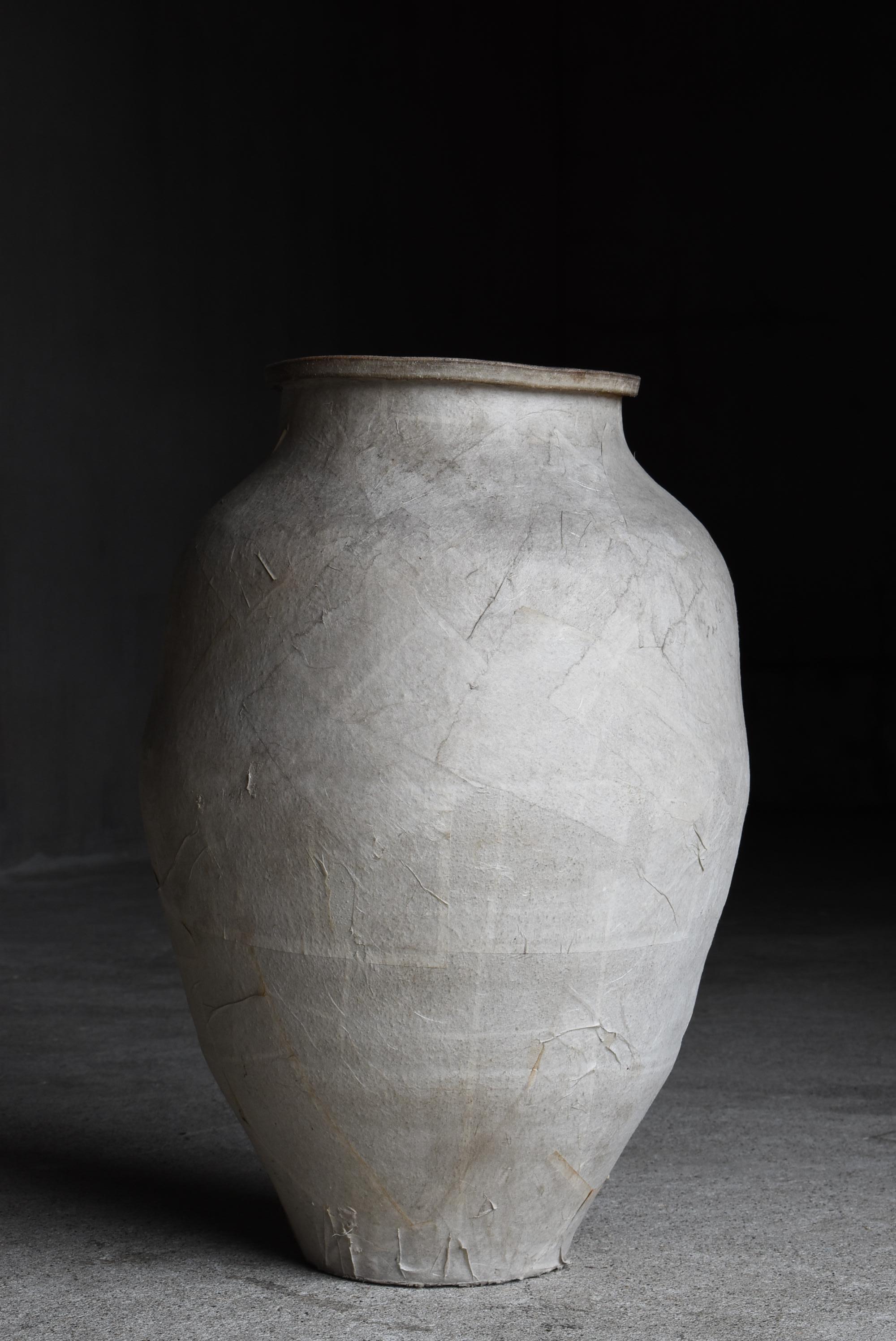 Japanese Antique Paper-covered Pottery Vase 1860s-1900s / Vessel Wabi Sabi For Sale 4