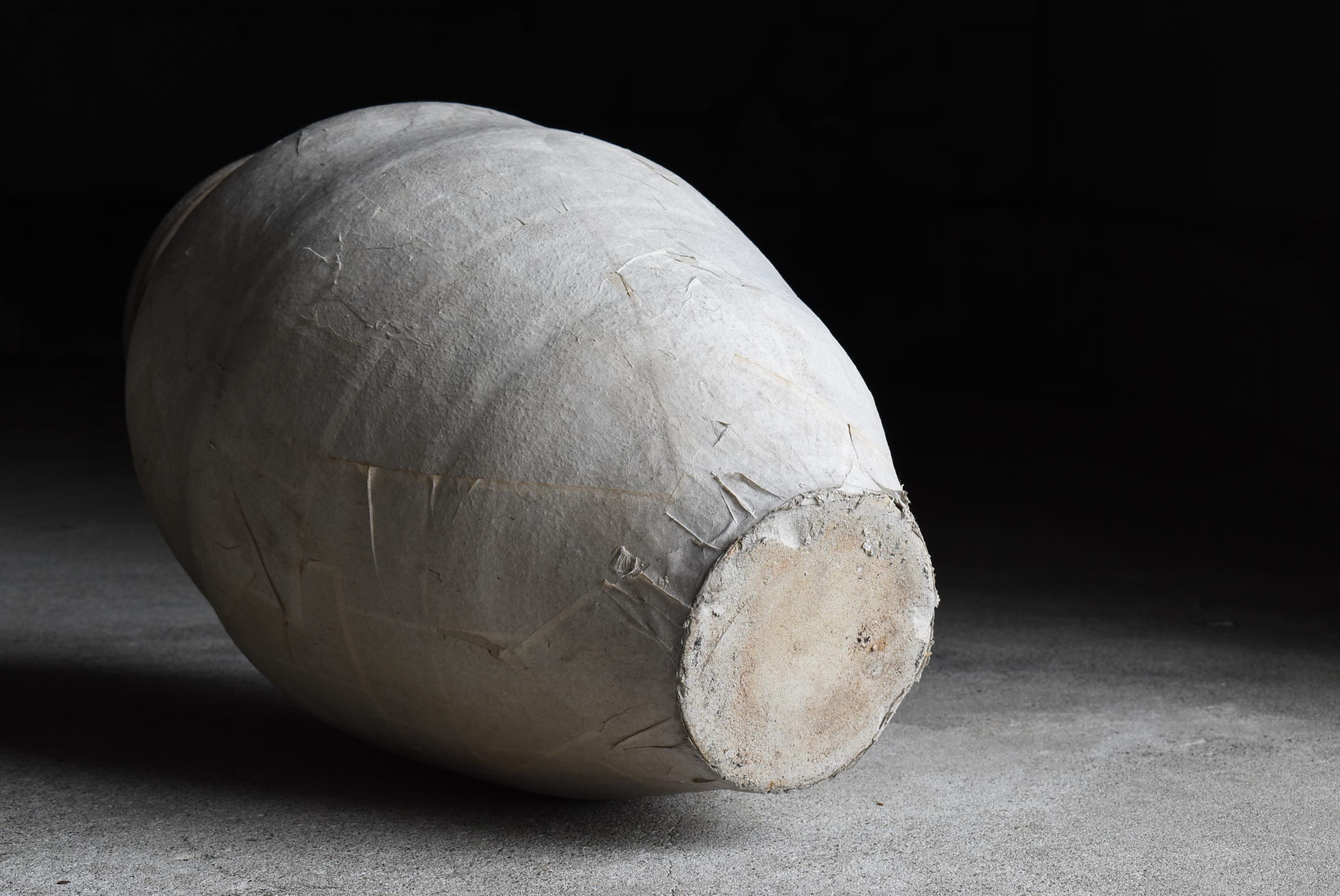 Japanese Antique Paper-covered Pottery Vase 1860s-1900s / Vessel Wabi Sabi For Sale 5