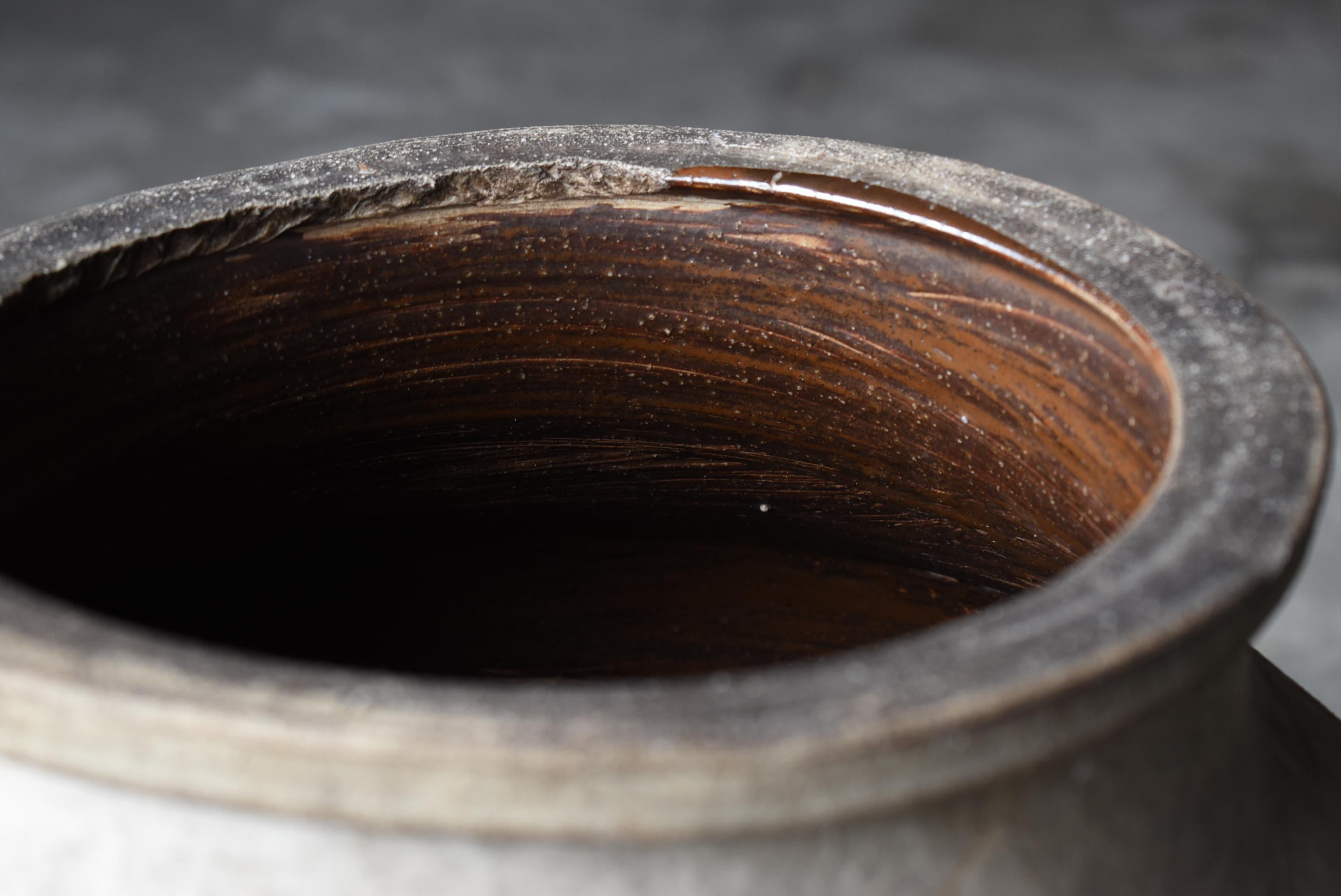 Japanese Antique Paper-covered Pottery Vase 1860s-1900s / Vessel Wabi Sabi For Sale 7