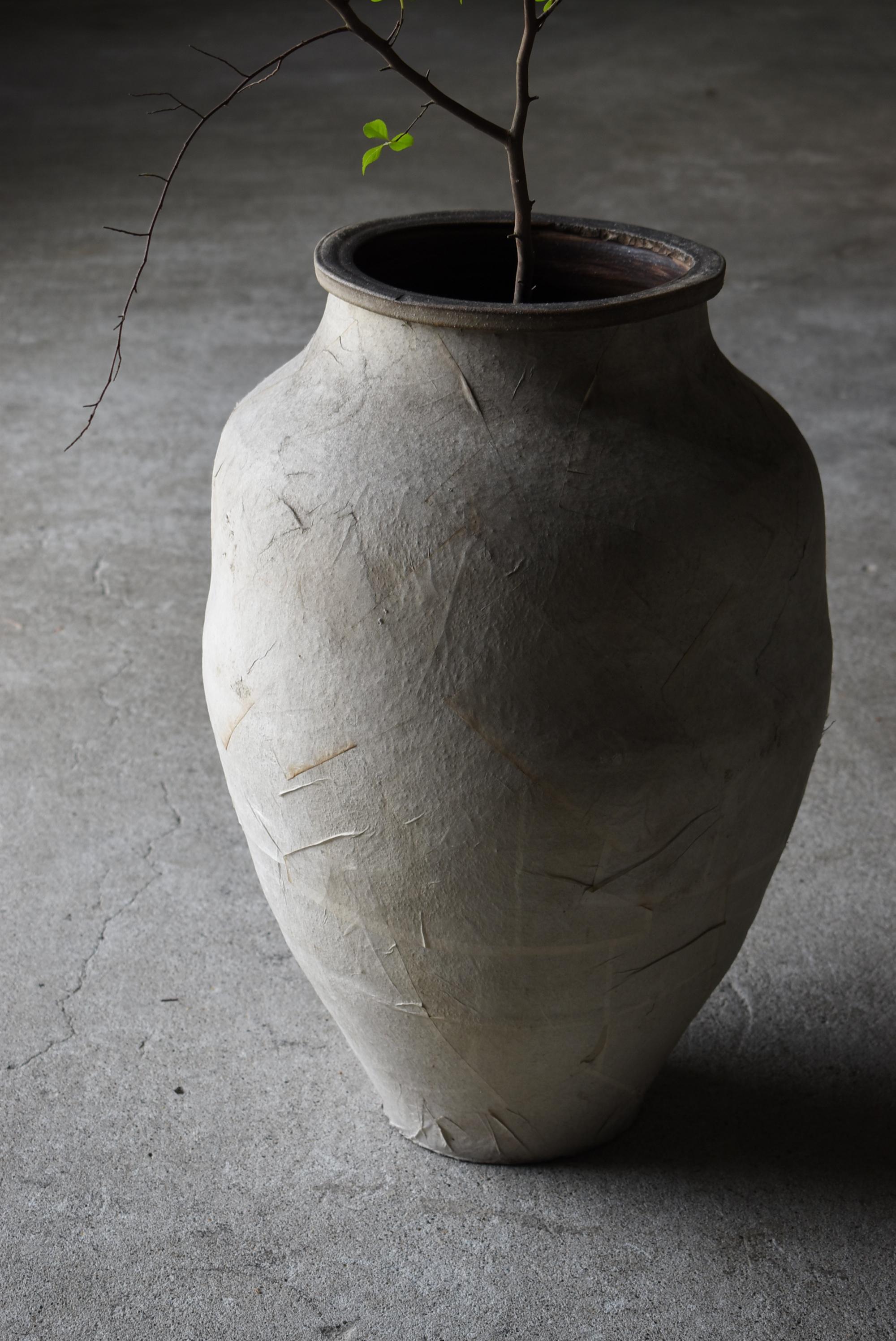 Japanese Antique Paper-covered Pottery Vase 1860s-1900s / Vessel Wabi Sabi For Sale 8