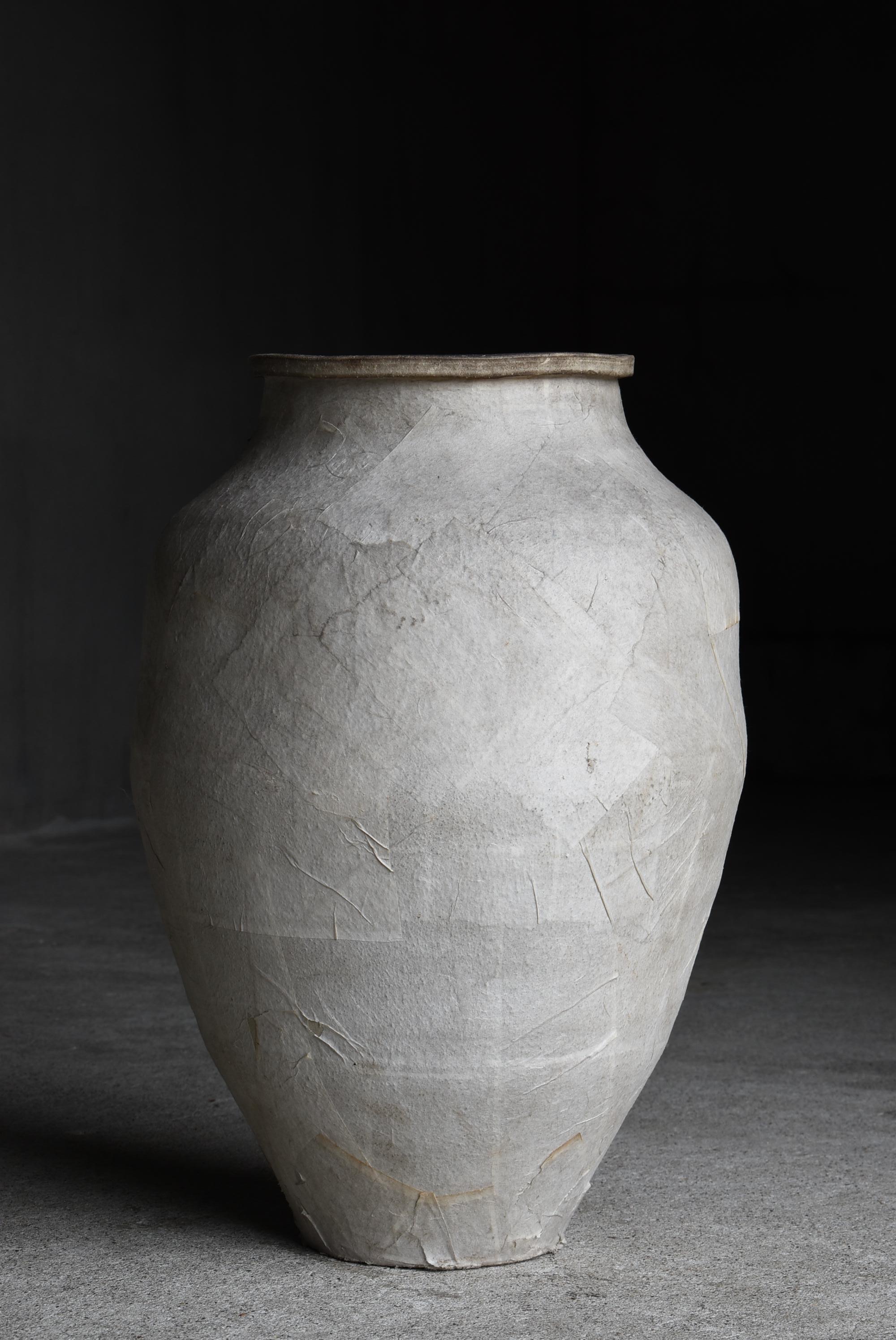 Meiji Japanese Antique Paper-covered Pottery Vase 1860s-1900s / Vessel Wabi Sabi For Sale