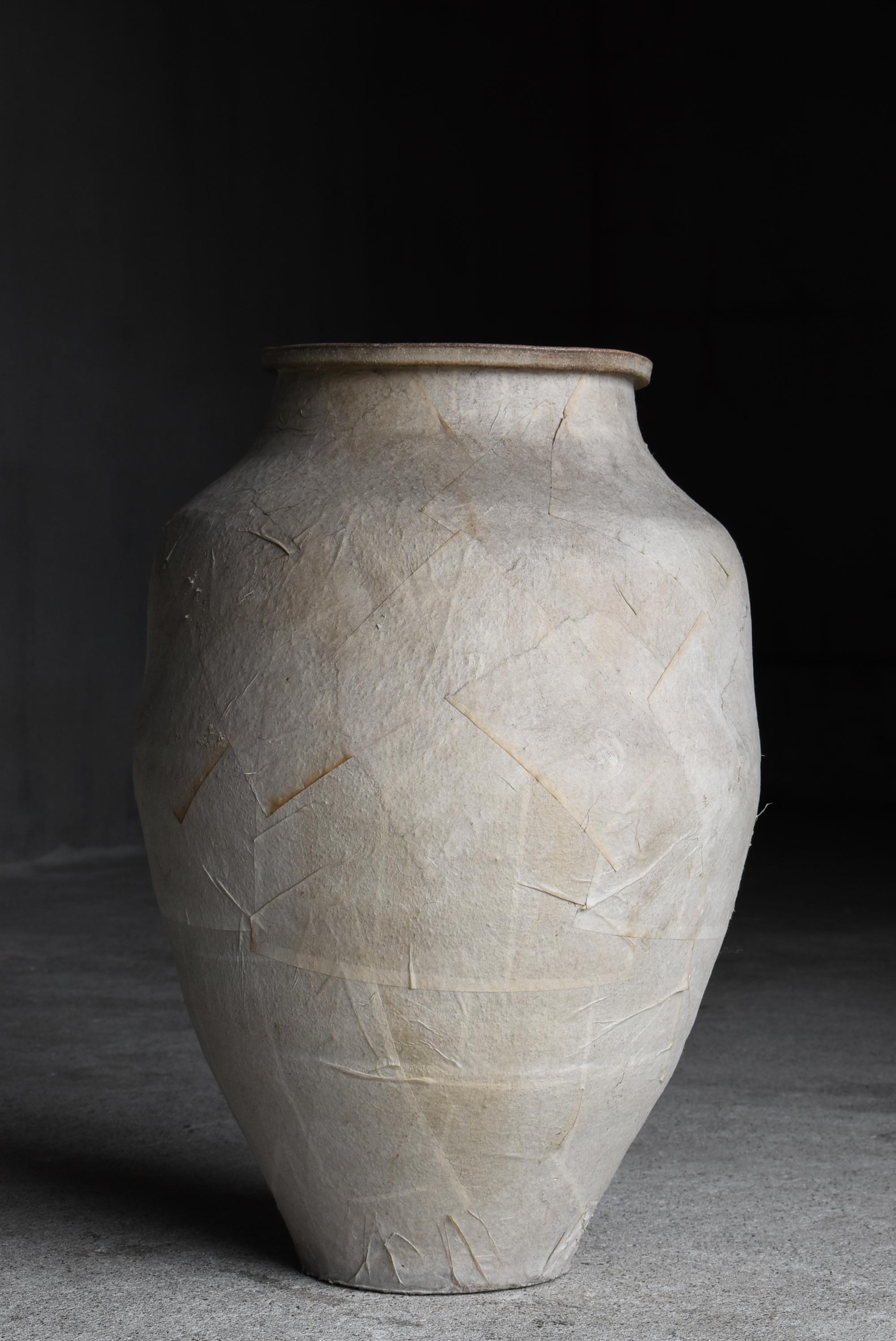 Japanese Antique Paper-covered Pottery Vase 1860s-1900s / Vessel Wabi Sabi For Sale 3