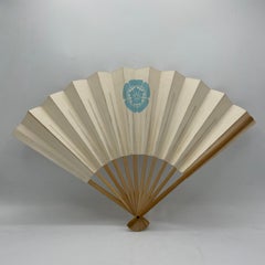 Japanese Paper Fan with Bamboo and Family Crest Odamokko 1990s