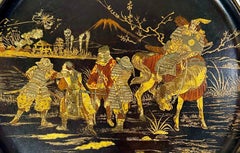 Japanese Papier-Mâché Dish with Warrior Scene