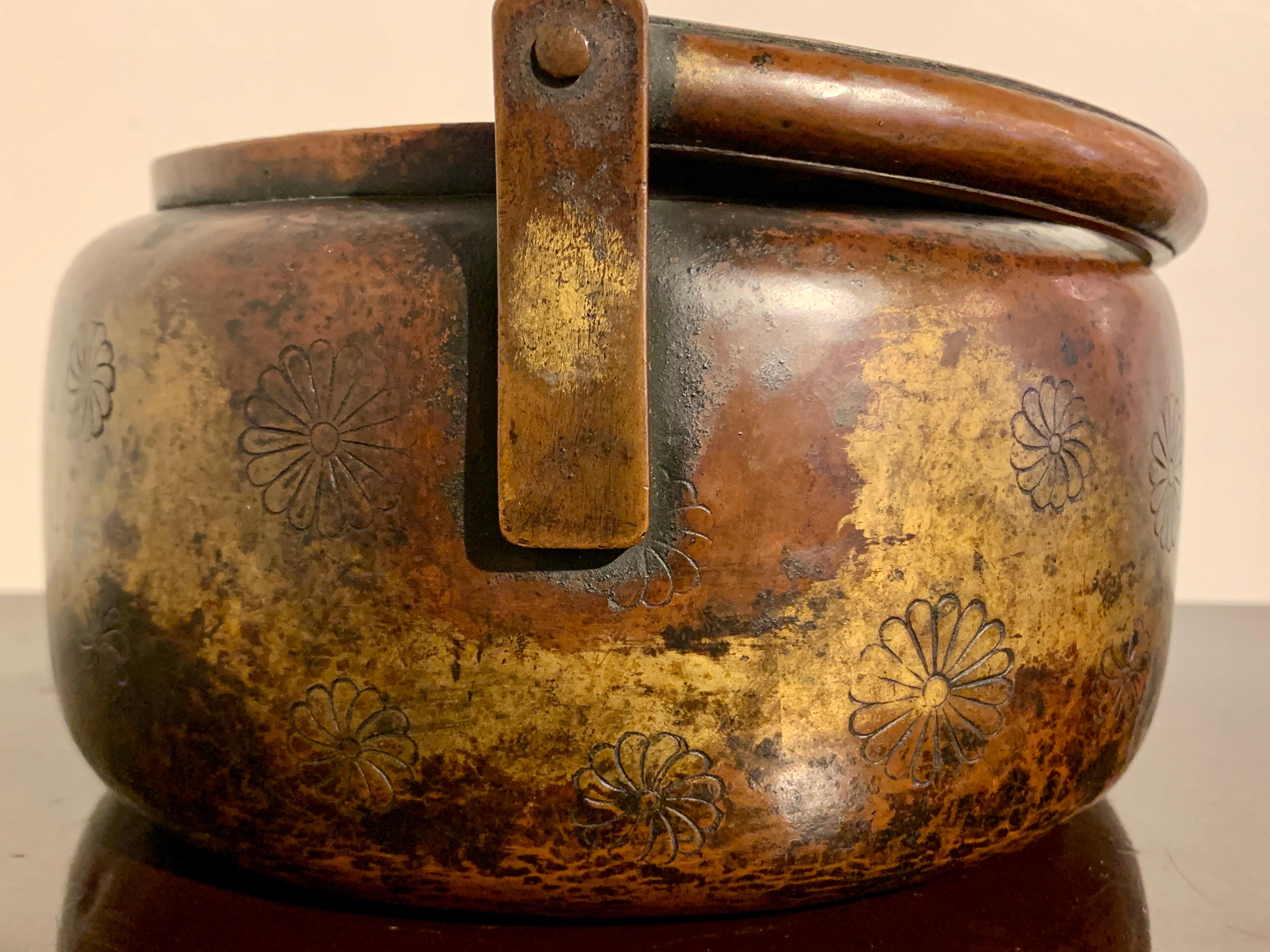 Japanese Parcel Gilt Copper Hibachi, Edo Period, 18th Century, Japan For Sale 8