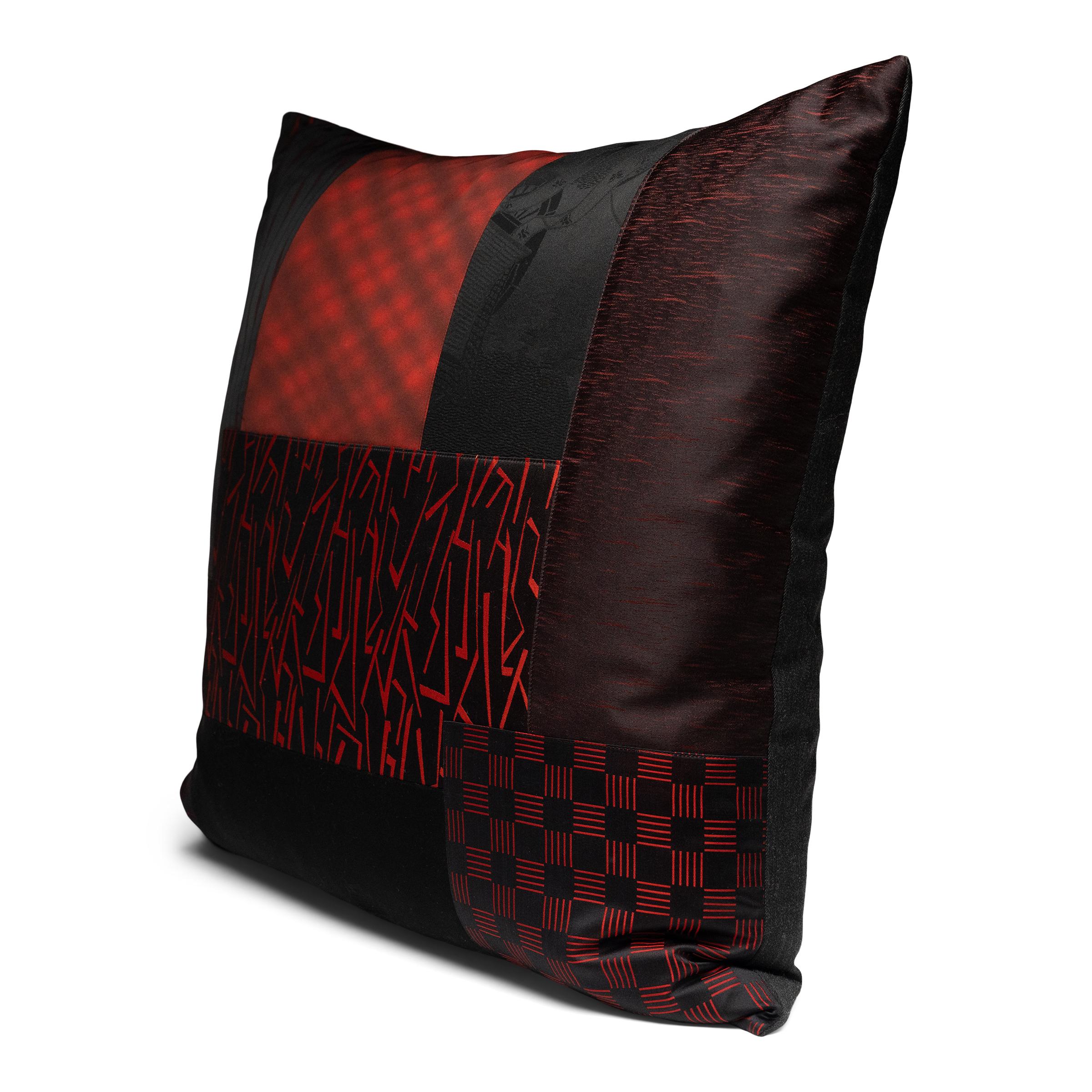 Modern Japanese Patchwork Silk Throw Pillow For Sale