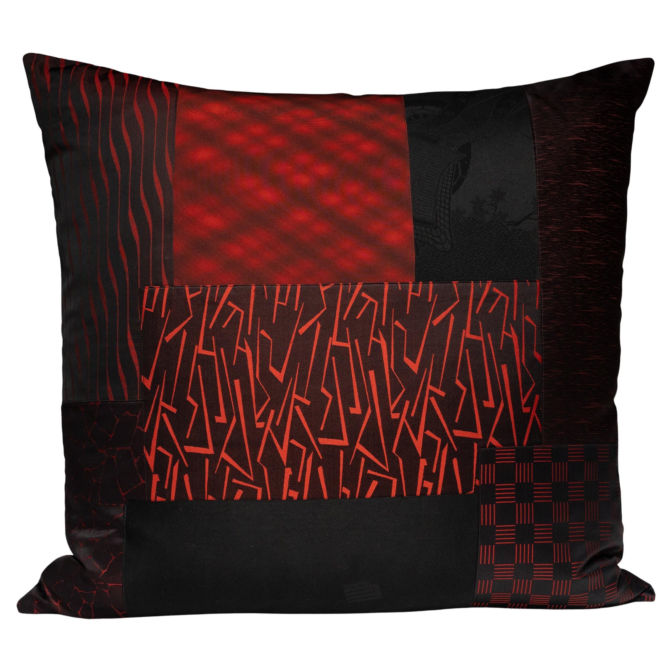 Japanese Patchwork Silk Throw Pillow For Sale