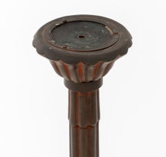 Japanese Patinated Bronze Candle Prickets, Pair