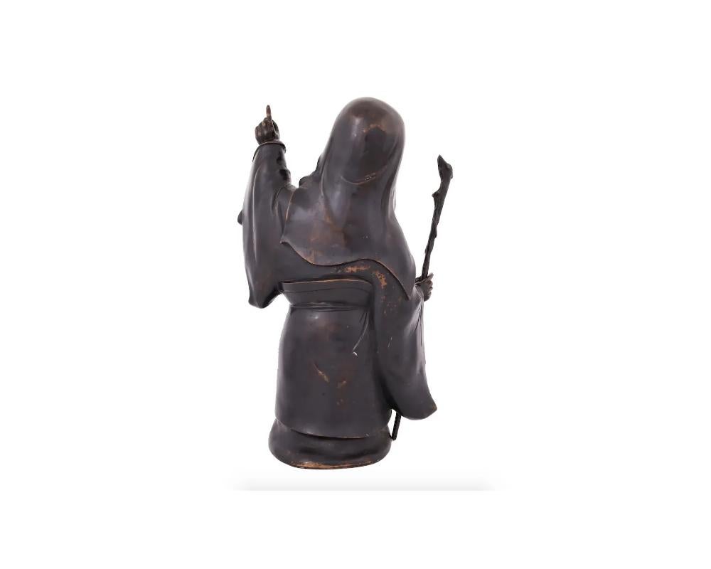 Japanese Patinated Bronze Figure of a Fortune God In Good Condition In New York, NY