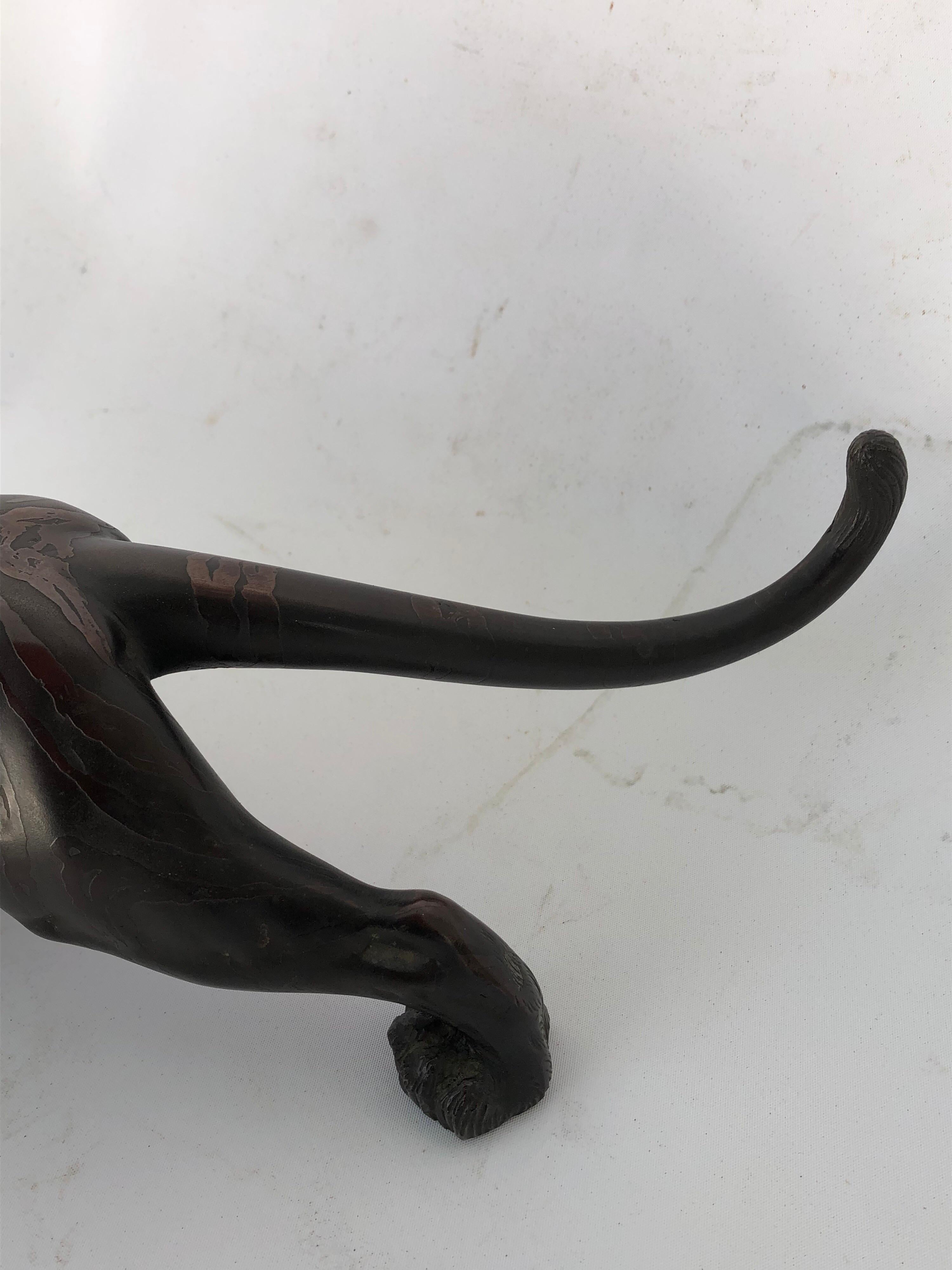 Japanese Bronze Patinated Figure of a Tiger In Good Condition For Sale In Hudson, NY