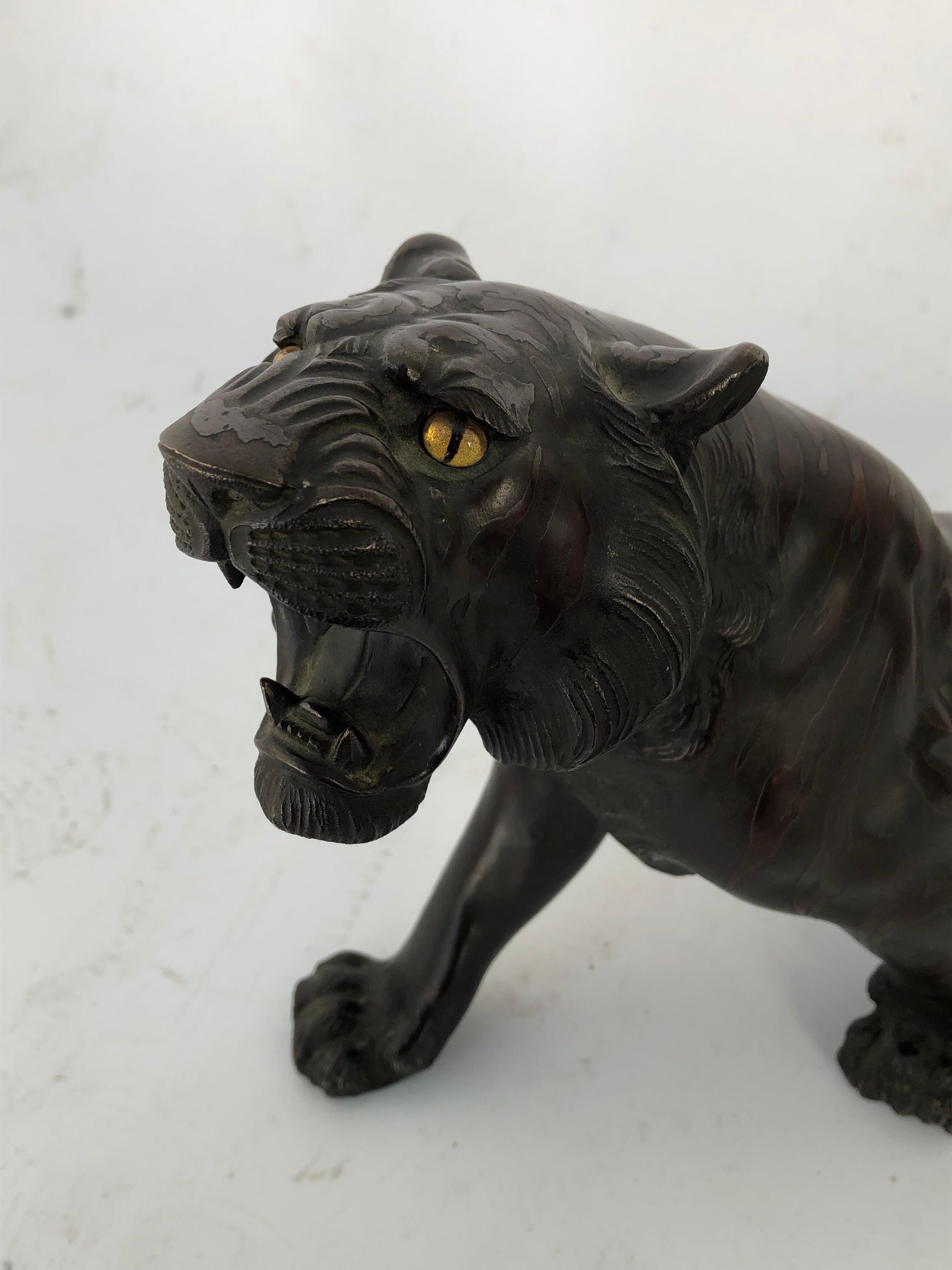 Japanese Bronze Patinated Figure of a Tiger For Sale 1