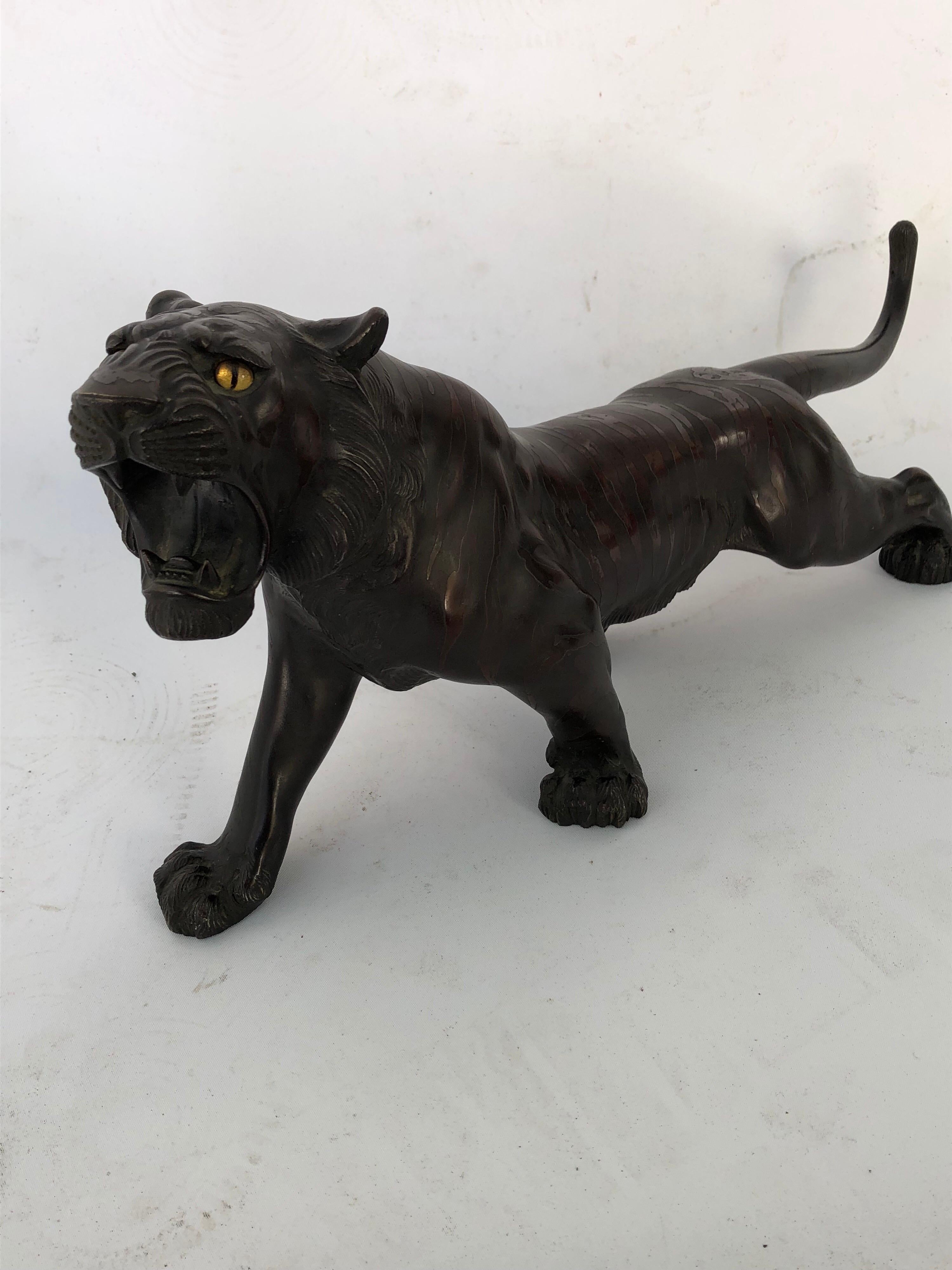 Japanese Bronze Patinated Figure of a Tiger For Sale 2