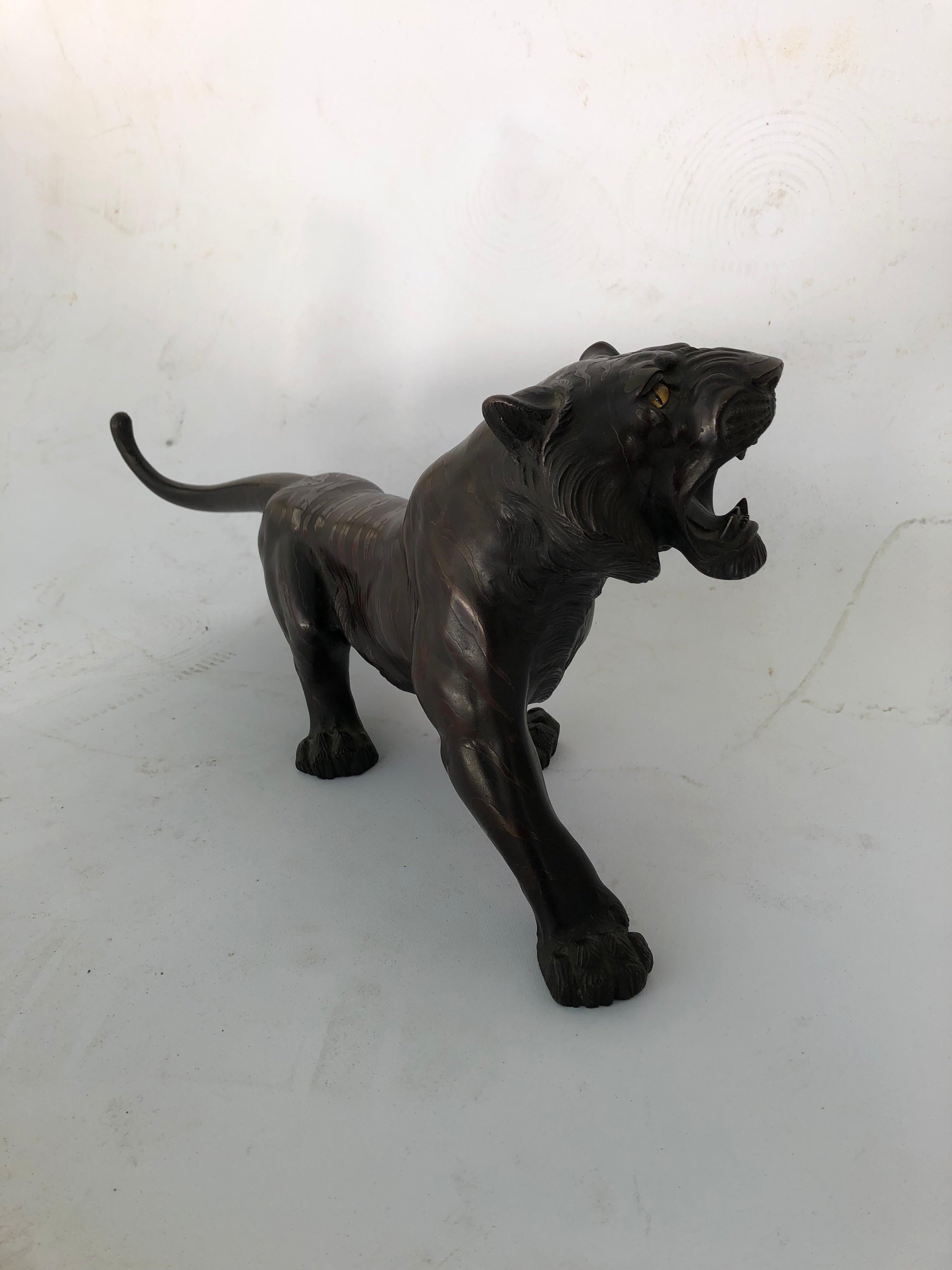 Japanese Bronze Patinated Figure of a Tiger For Sale 3