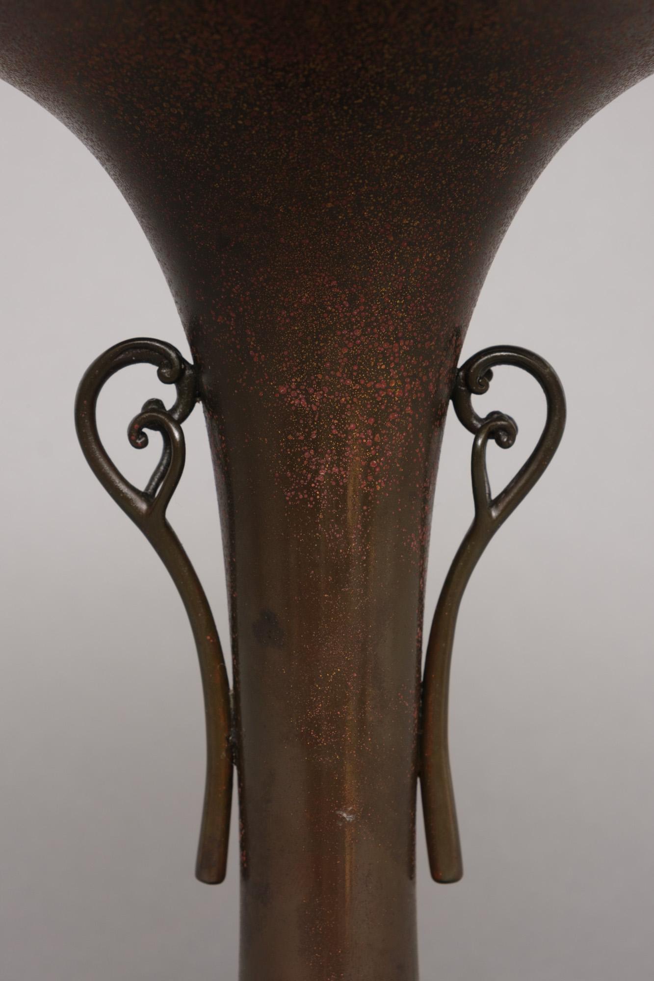 Japanese Patinated Bronze Trumpet Vase by Kanaya Gorôsaburô xi 金谷五良三郎 3