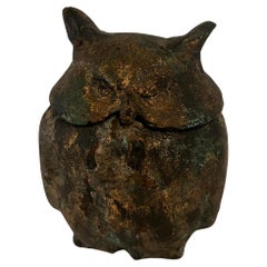 Japanese Patinated  Iron Owl Lantern Incense Burner