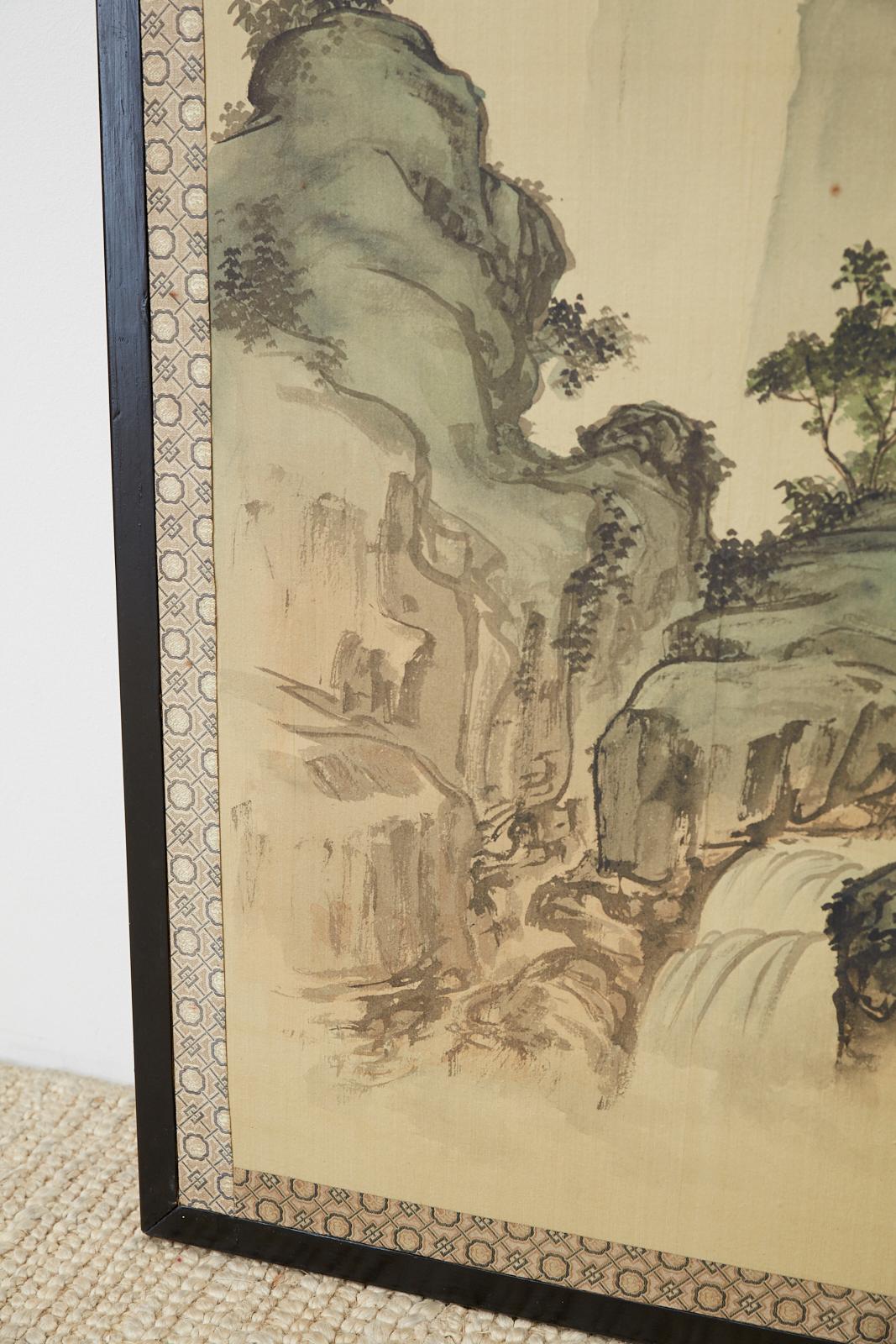 Japanese Meiji Period Four-Panel Landscape Screen 6