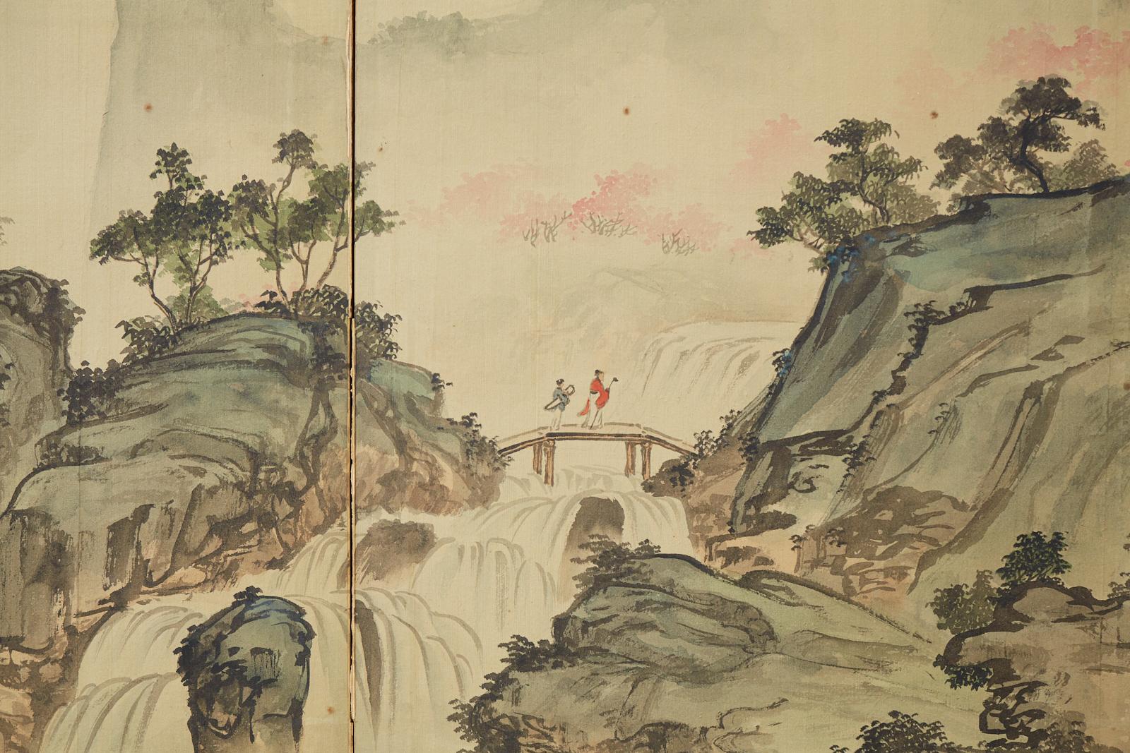 Japanese Meiji Period Four-Panel Landscape Screen 7
