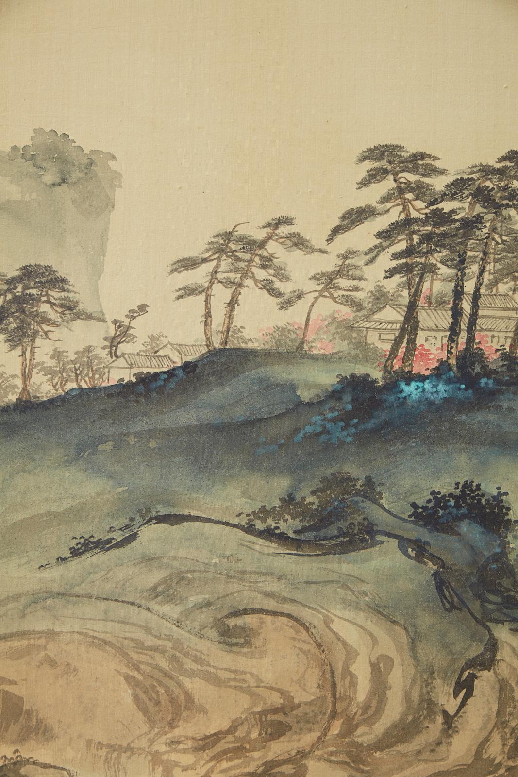Japanese Meiji Period Four-Panel Landscape Screen 2