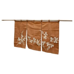 Japanese Persimmon-Dyed Noren with Floral Motif, Taisho Period,  1910s