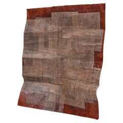Japanese Persimmon-Dyed Washi Rug with Layered Repairs, 20th Century