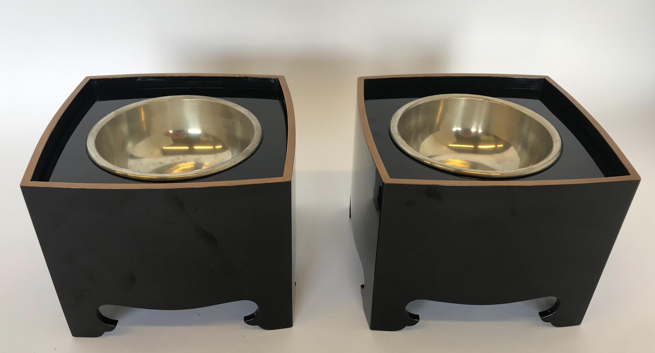 Contemporary Japanese Pewter and Lacquer Serving Bowls