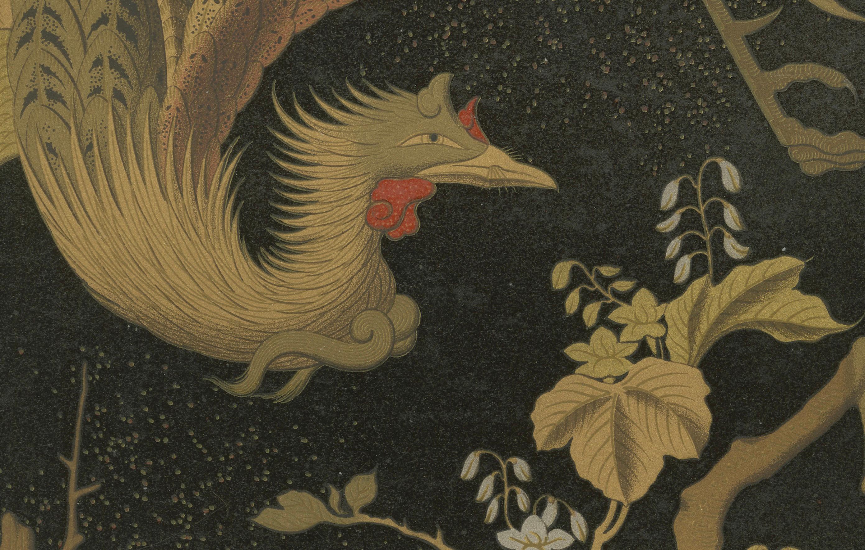 Japanischer Phönix im Flug: Antike Lithographie, 1880er Jahre (Spätes 19. Jahrhundert) im Angebot