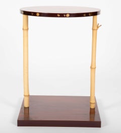 Japanese Pine and Bamboo and Lacquered Side Table
