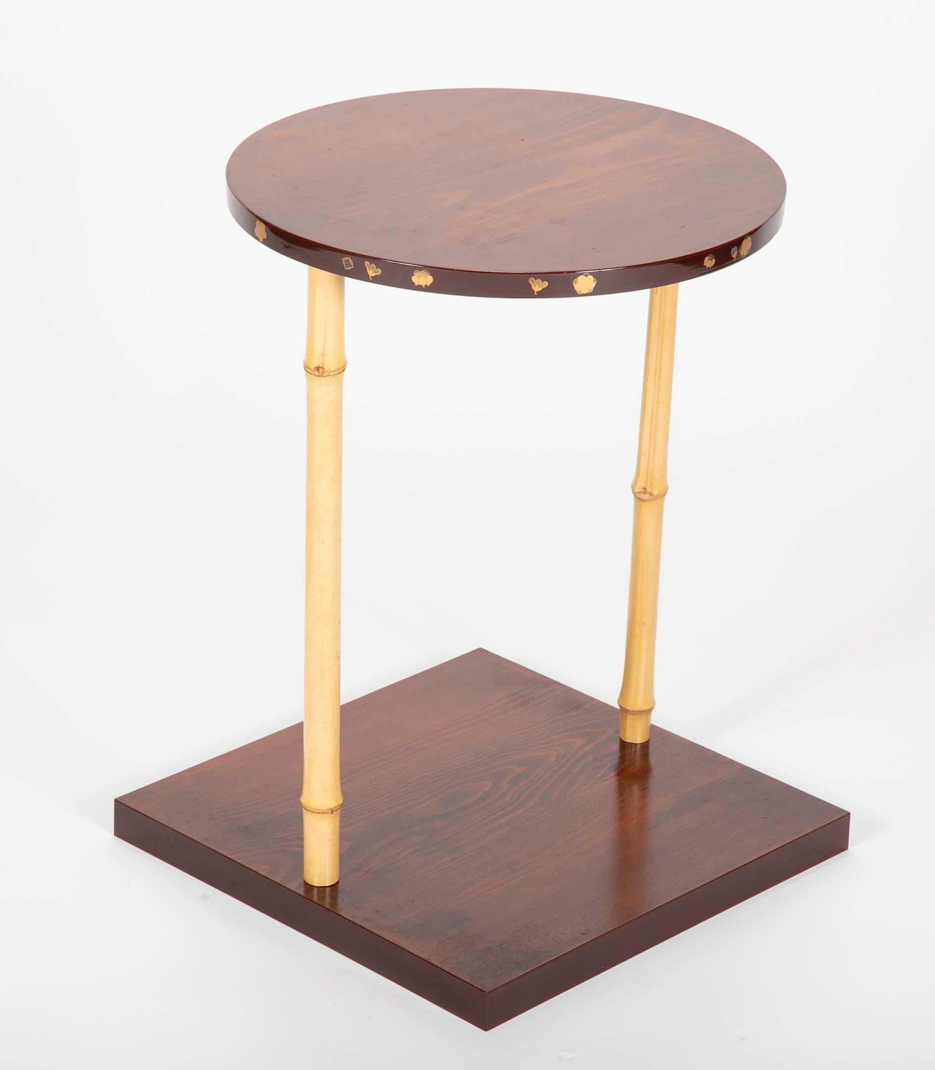 Meiji Japanese Pine and Bamboo and Lacquered Side Table For Sale