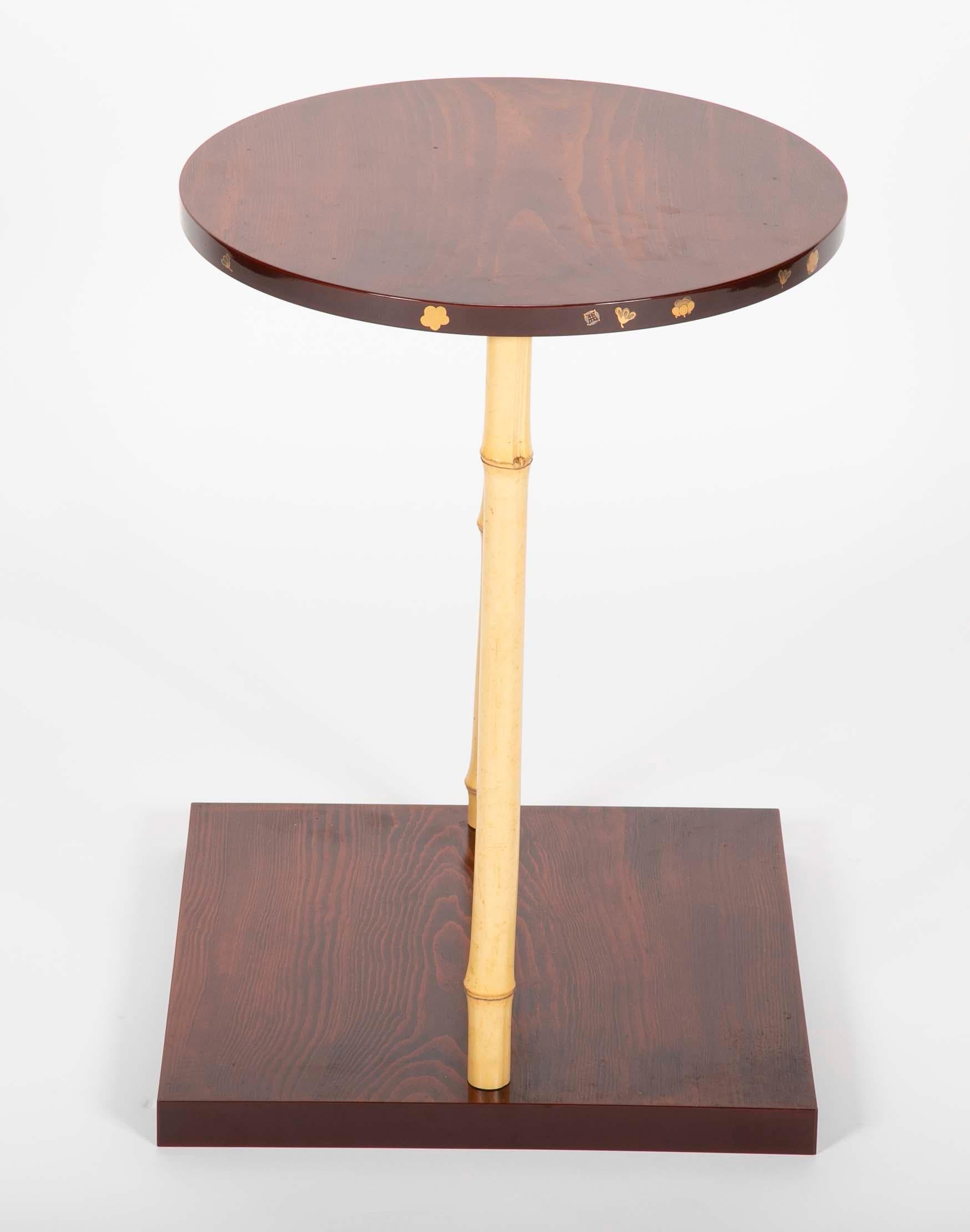 Early 20th Century Japanese Pine and Bamboo and Lacquered Side Table For Sale