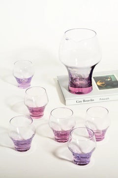 Japanese Pink/Lilac Cocktail Carafe Set of Seven Pieces