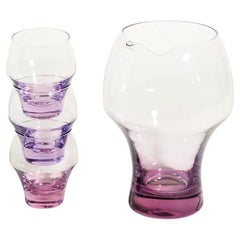 Japanese Pink/Lilac Cocktail Carafe Set of Seven Pieces