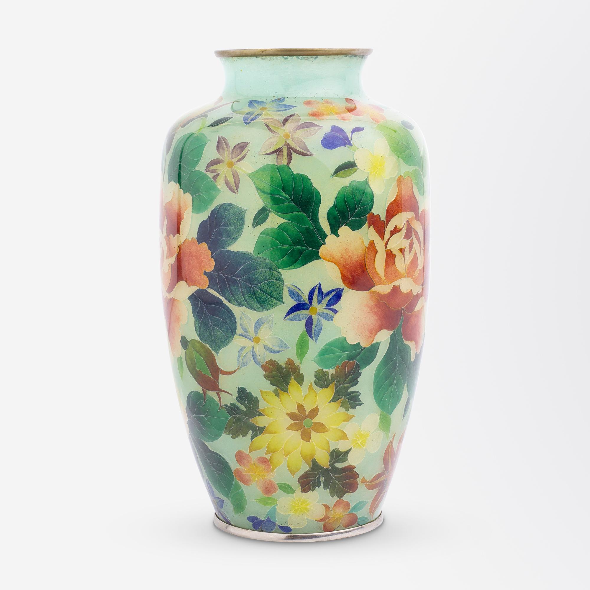 Meiji Japanese Plique-a-Jour Cloisonne Vase For Sale