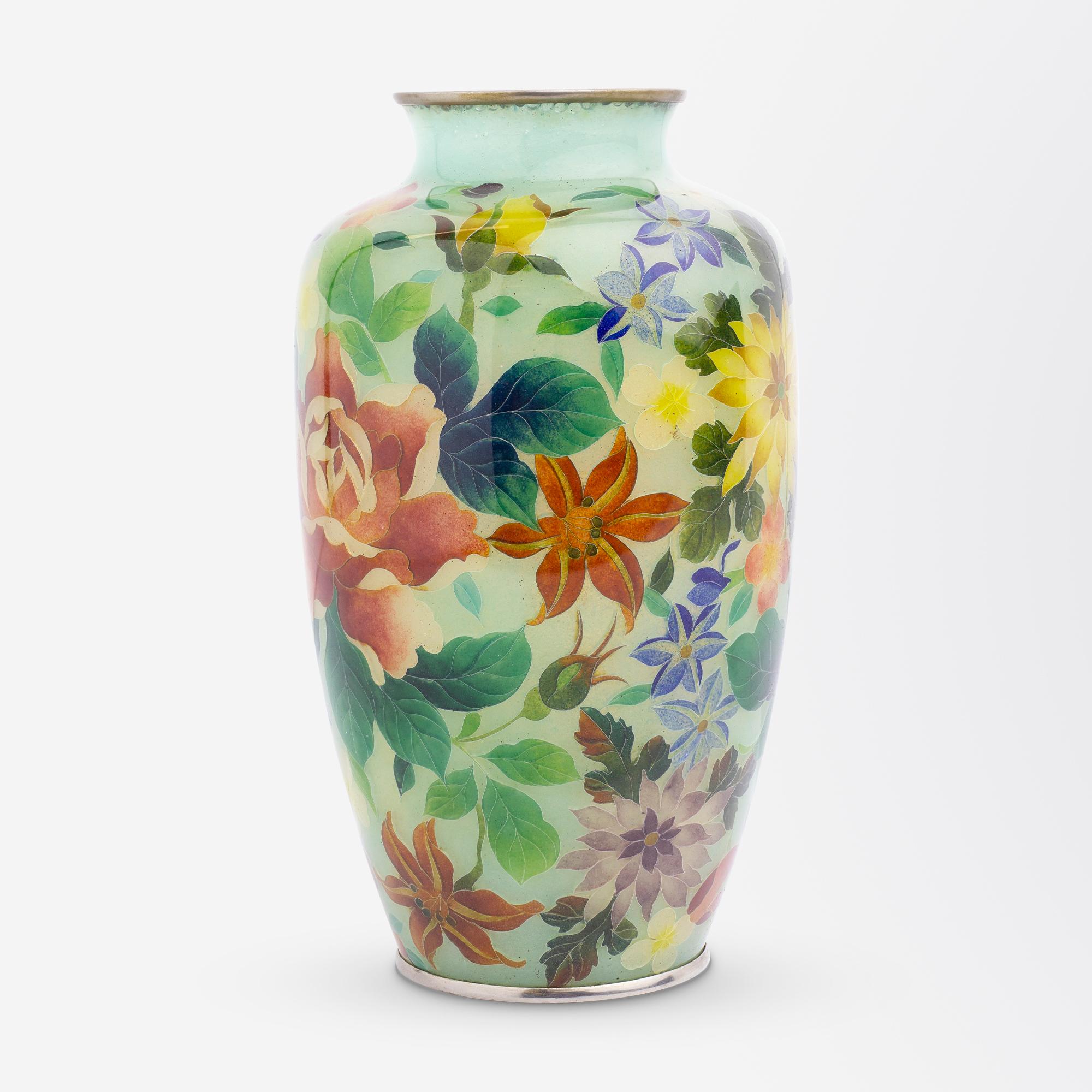 Cloissoné Japanese Plique-a-Jour Cloisonne Vase For Sale
