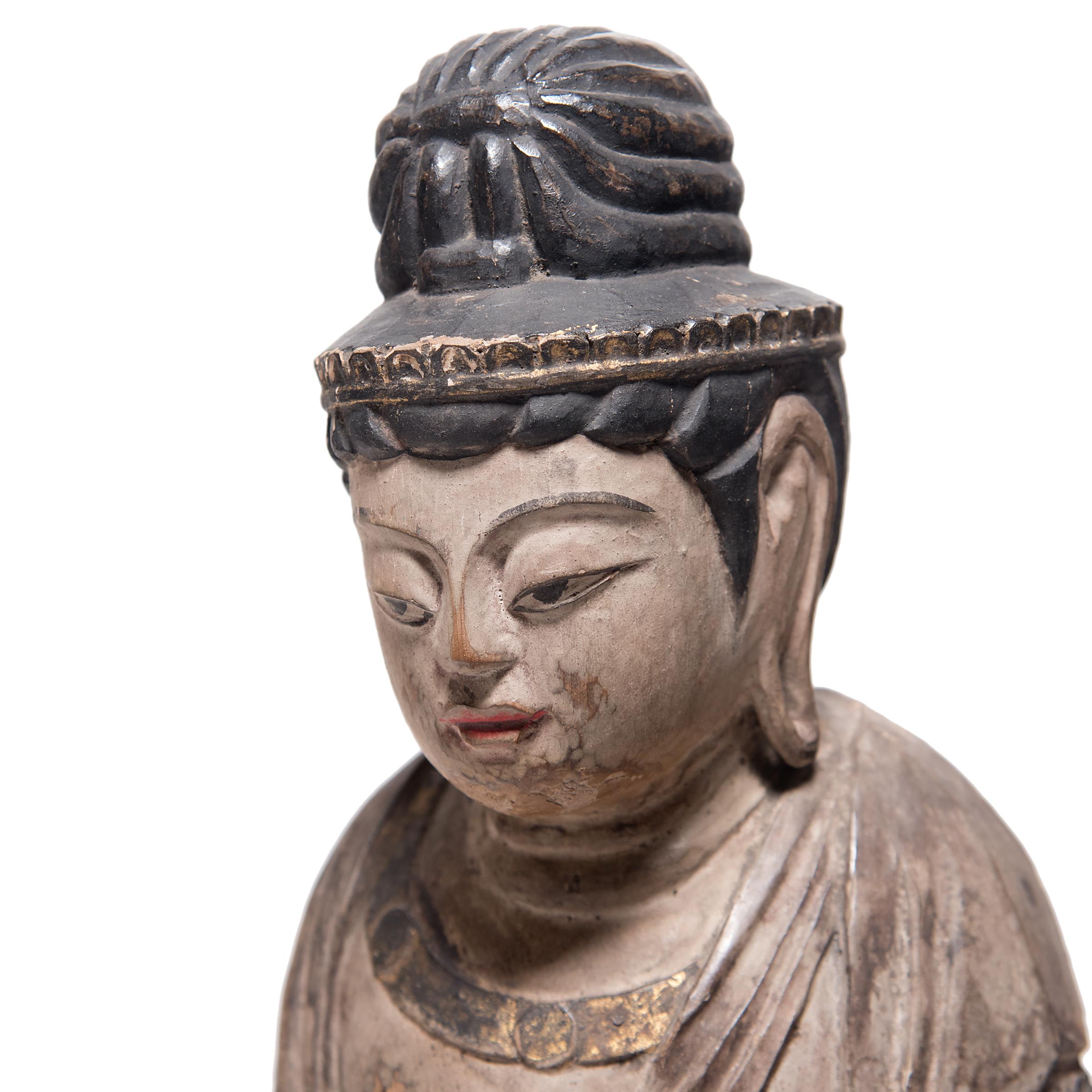 19th Century Japanese Polychrome Standing Shō Kannon Figure, circa 1900 For Sale