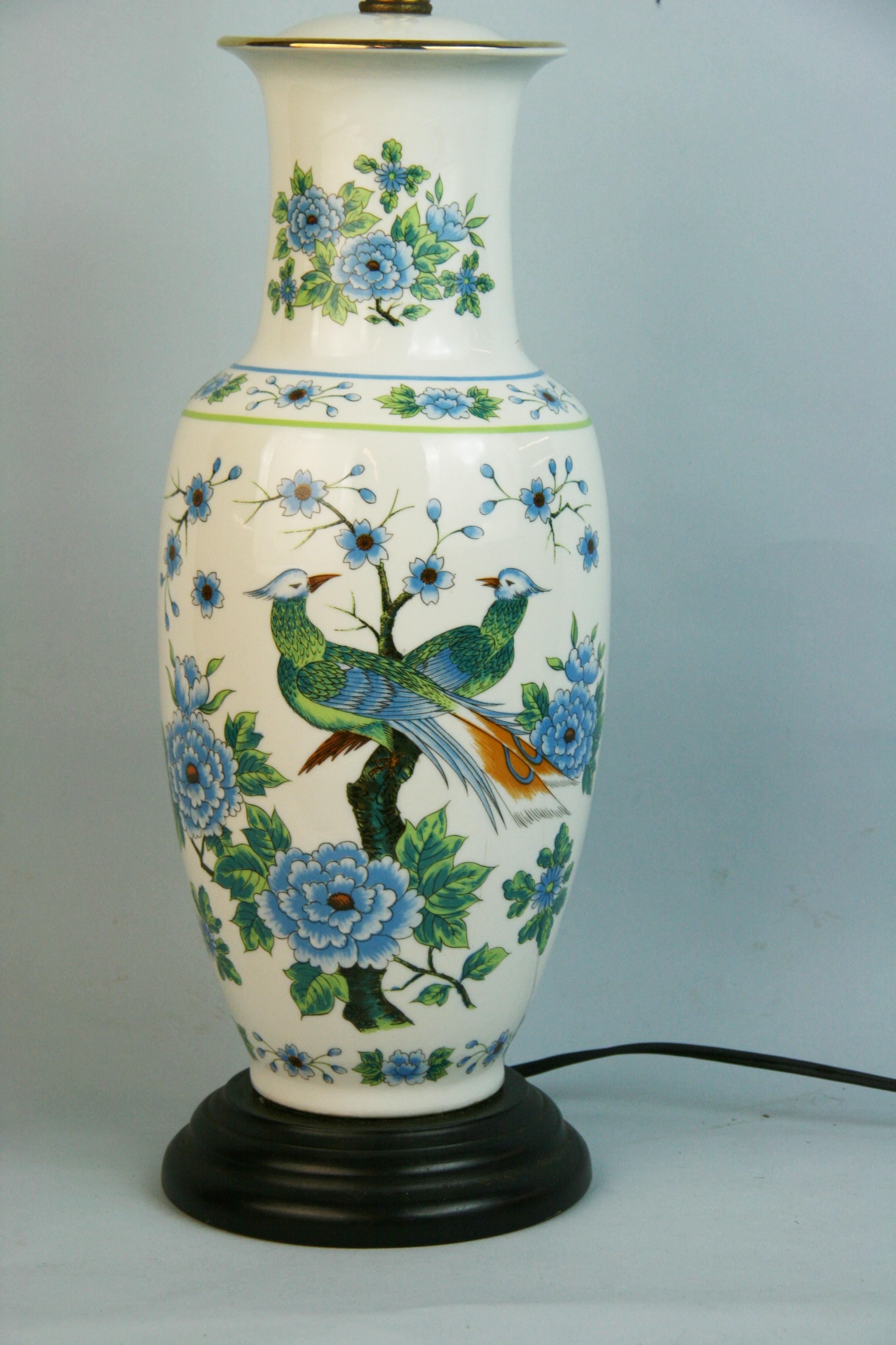 1301 Japanese hand painted birds and flowers lamp
Height 21