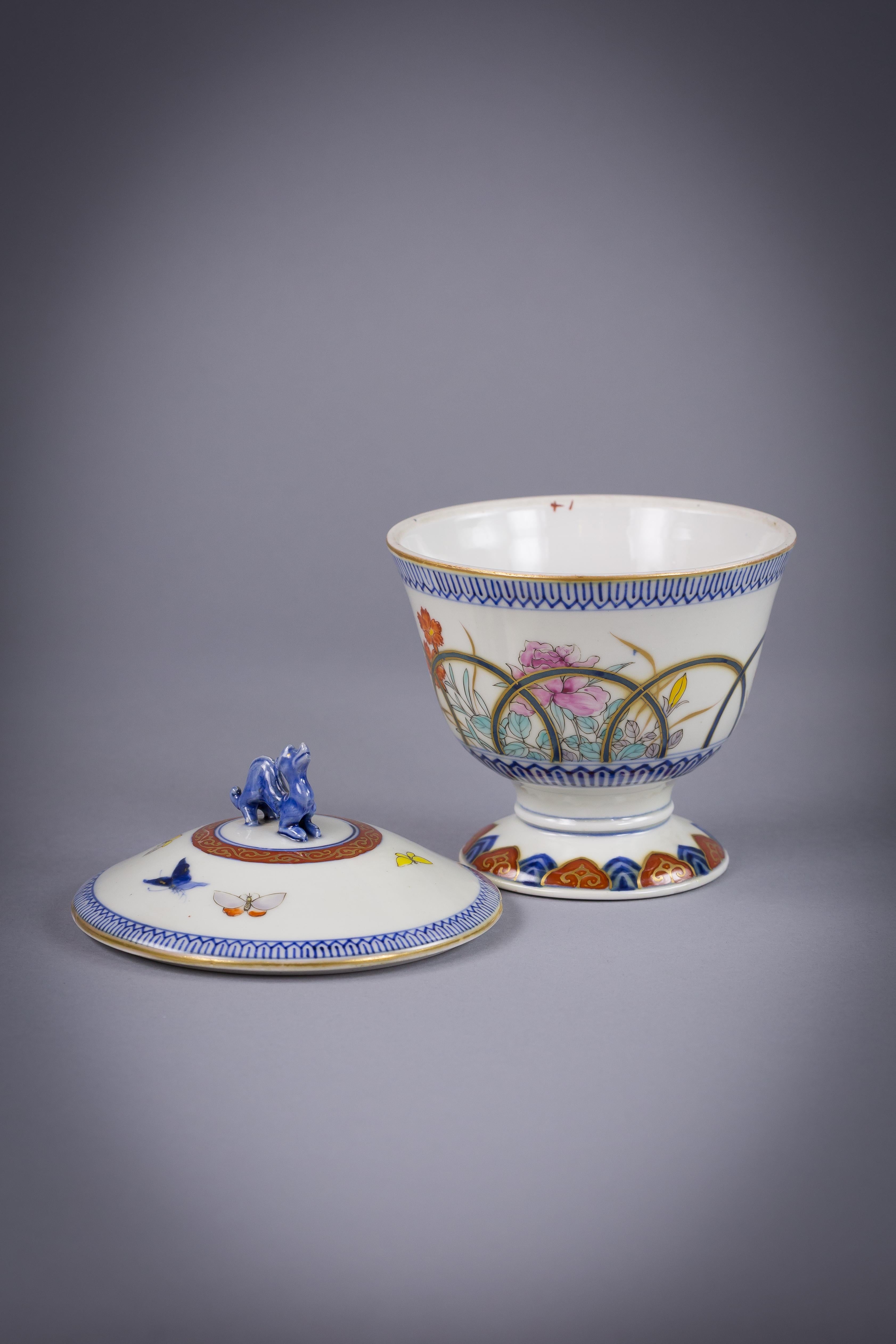 Japanese porcelain covered jar, circa 1880.
