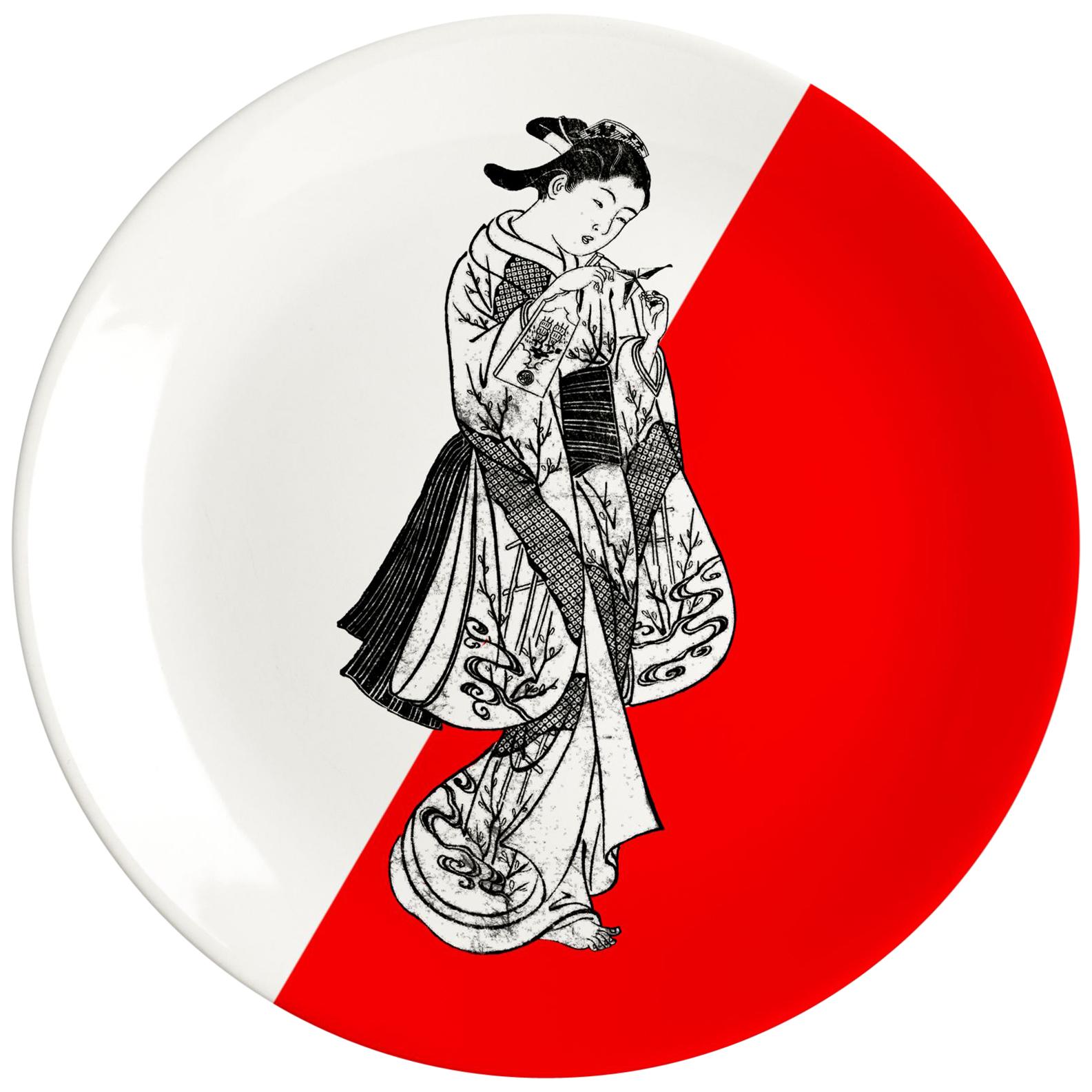 Japanese Porcelain Dinner Plate by Plus Lab, Made in Italy For Sale