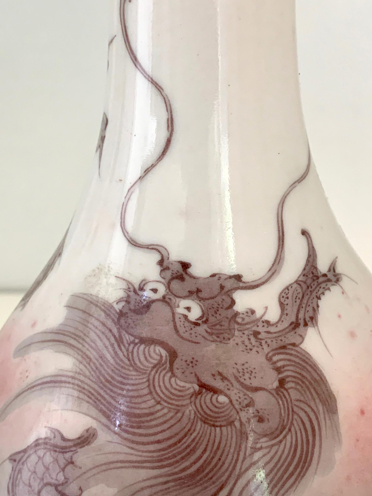 Japanese Porcelain Dragon Glazed Vase Mazuku Kozan For Sale 5