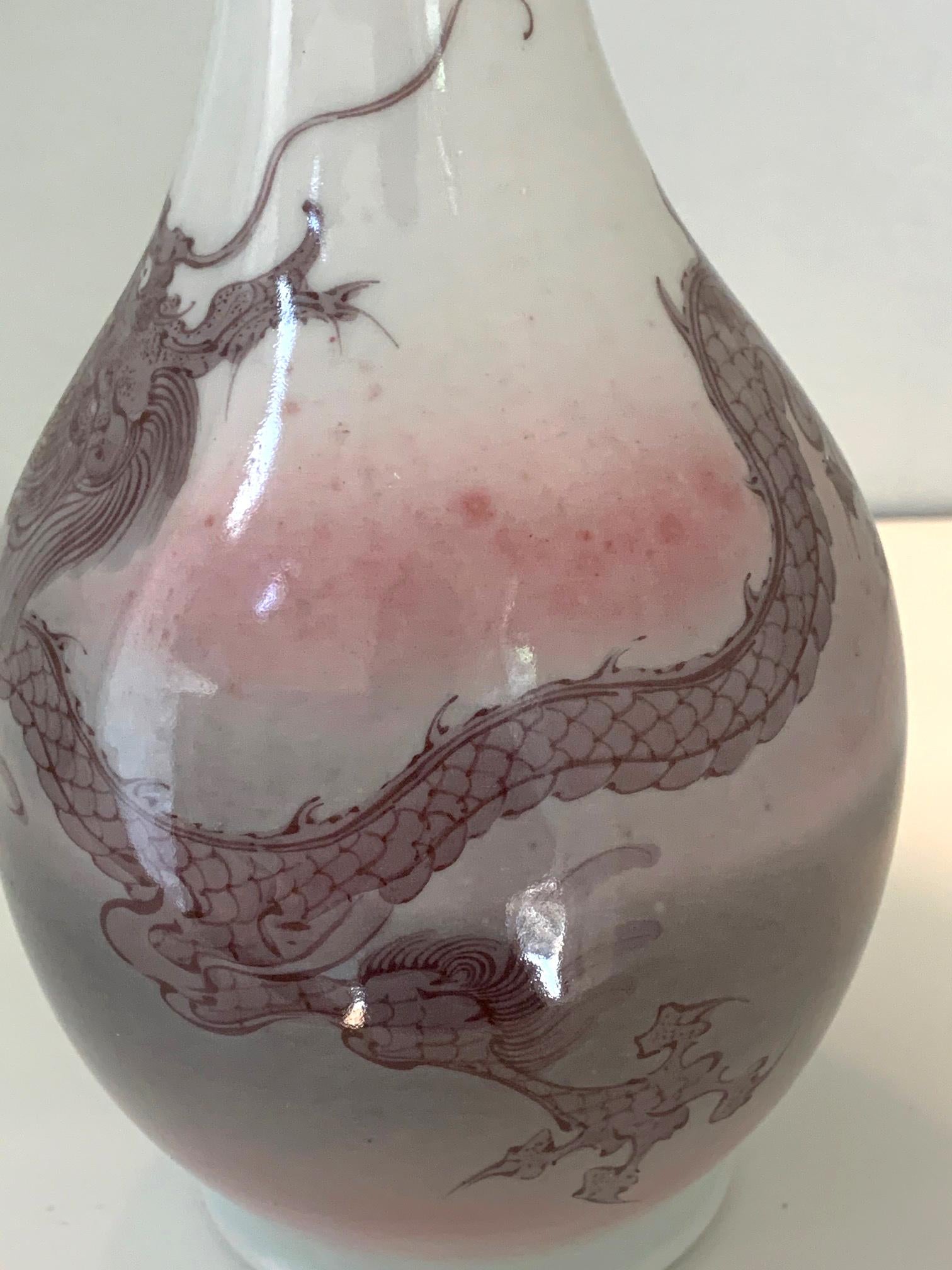 Japanese Porcelain Dragon Glazed Vase Mazuku Kozan For Sale 1
