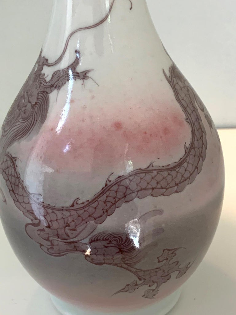 Japanese Porcelain Dragon Glazed Vase Mazuku  Kozan For 