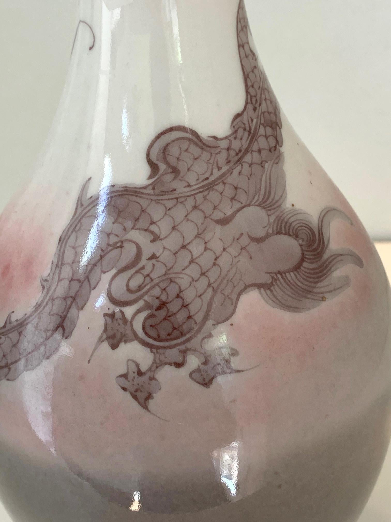 Japanese Porcelain Dragon Glazed Vase Mazuku Kozan For Sale 2