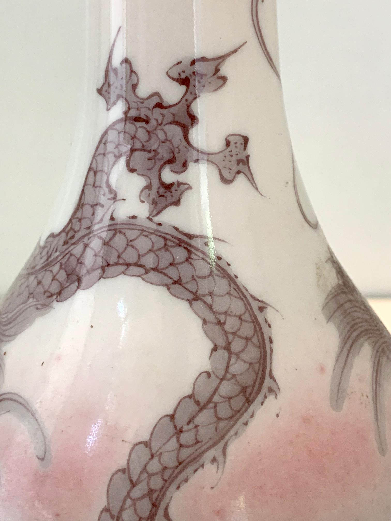 Japanese Porcelain Dragon Glazed Vase Mazuku Kozan For Sale 3