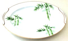 Japanese Porcelain "Green Bamboo" Serving Piece Set/2 by Noritake