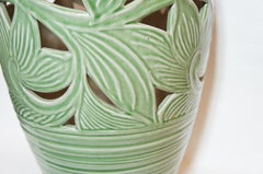 Japanese Porcelain Green Umbrella Stand 1970s