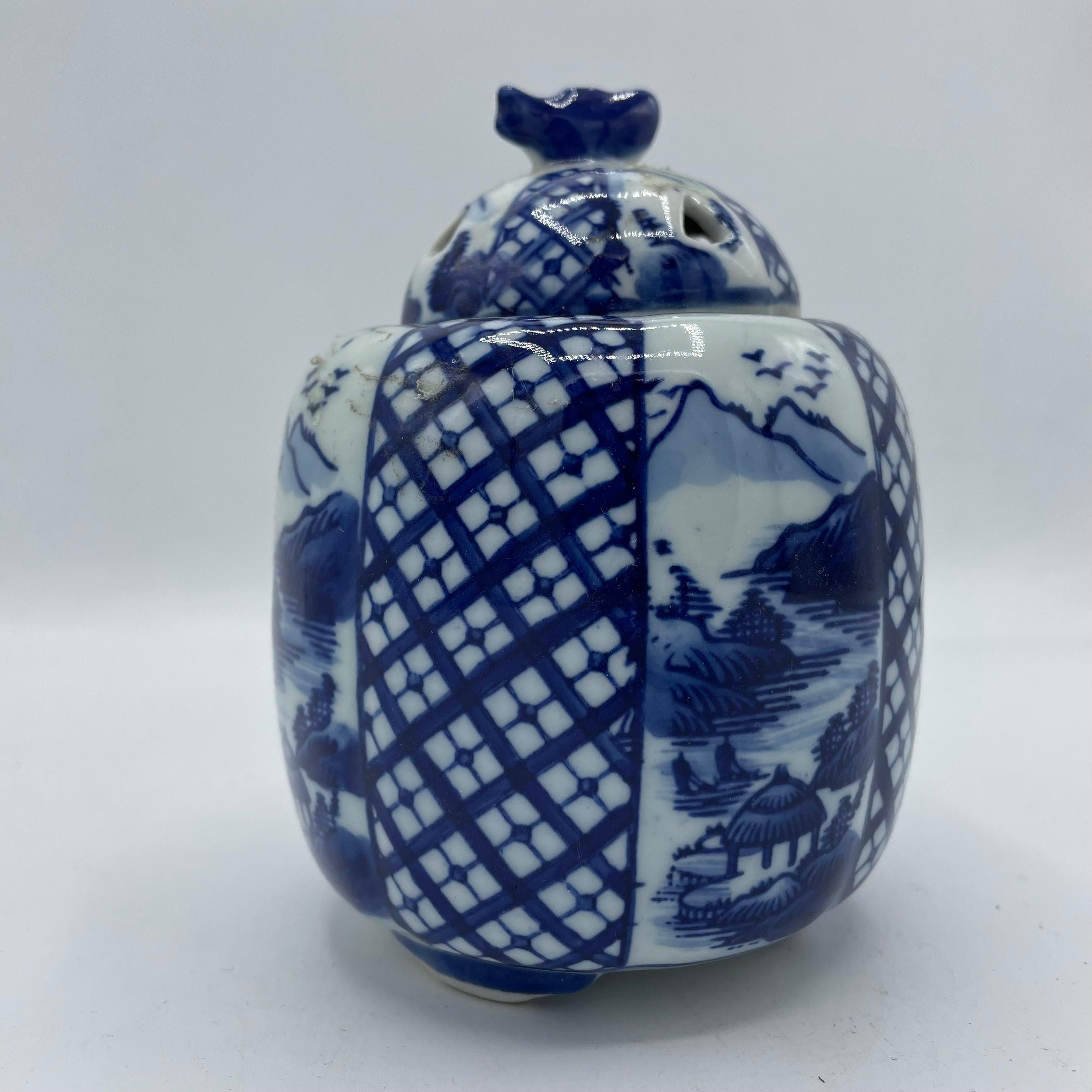 Showa Japanese Porcelain Incense Burner 1970s LandScape For Sale