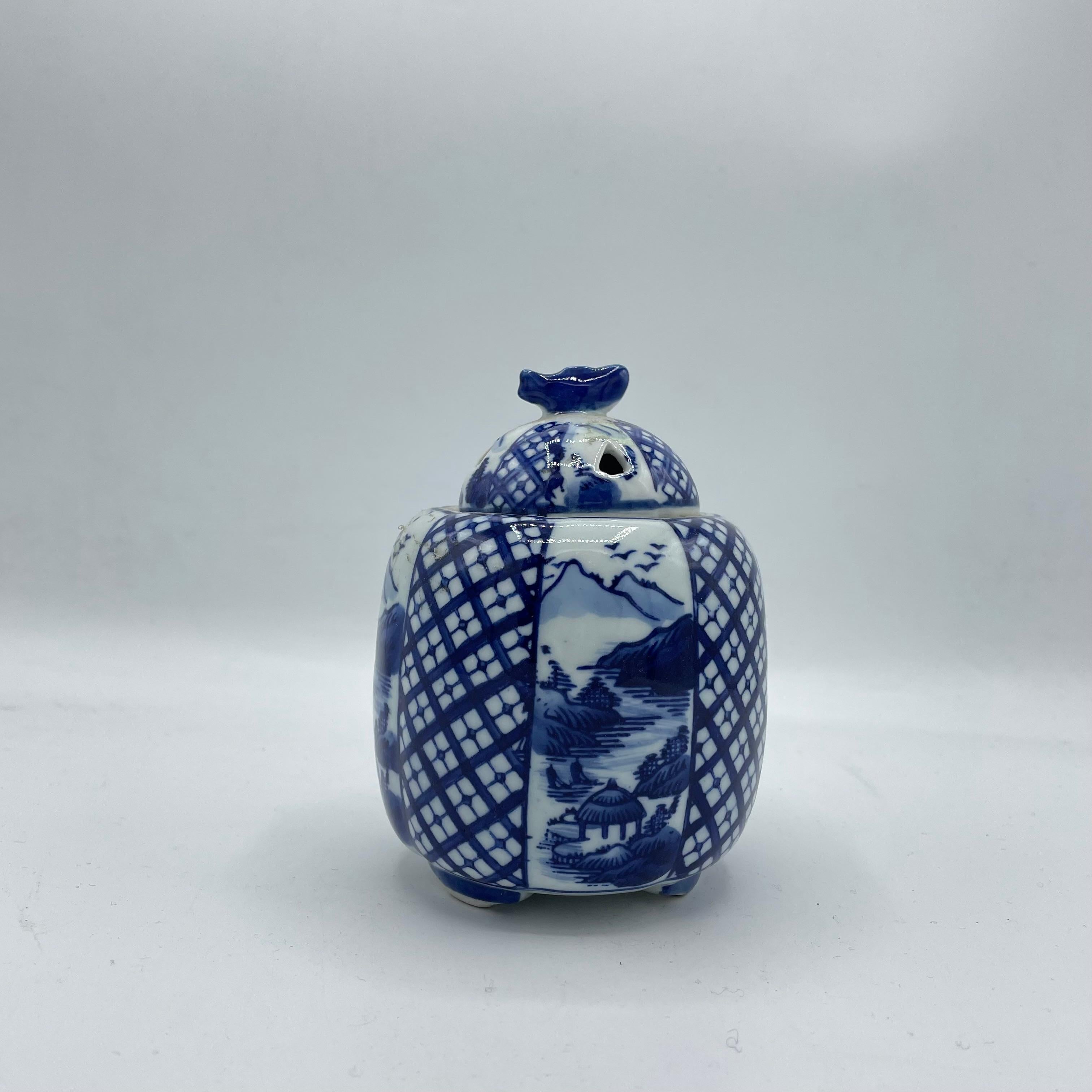 Late 20th Century Japanese Porcelain Incense Burner 1970s LandScape For Sale
