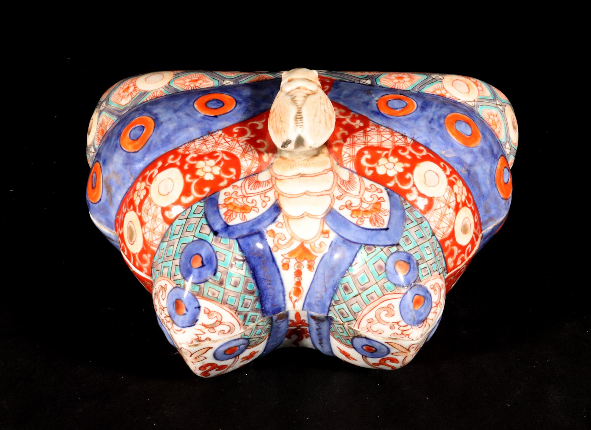 Meiji Japanese Porcelain Large Box in the form of a Butterfly For Sale