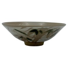 Japanese Porcelain Matcha Bowl for Tea Ceremony Bamboo Beige 1960s
