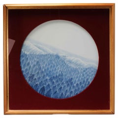 Japanese Porcelain Plaque Arita Winter Landscape by Fujii Shumei, 20th Century